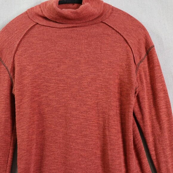 Free People Tunic Top Womens S Split Back Burnt Orange Turtleneck Slub Knit - Picture 6 of 9